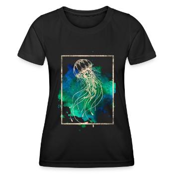 Qualle - Frauen Funktions-T-Shirt - Schwarz - Vorne - AI Model Female 172 light (172cm)