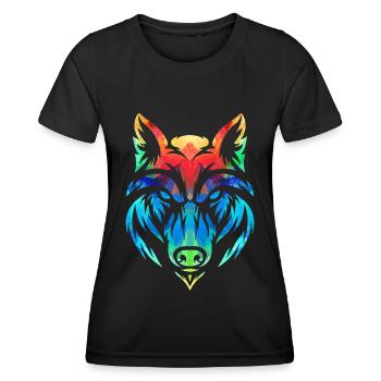 Bunter Wolf - Frauen Funktions-T-Shirt - Schwarz - Vorne - AI Model Female 172 light (172cm)