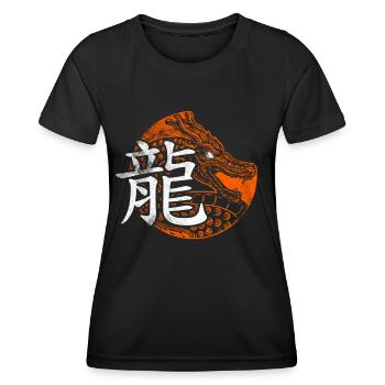 Dragon Chine Caractères - T-shirt sport Femme - noir - Devant - AI Model Female 172 light (172cm)