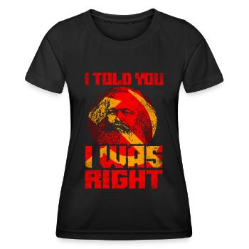 Karl Marx - Communisme - Dicton drôle - T-shirt sport Femme - noir - Devant - AI Model Female 172 light (172cm)