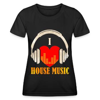 J’adore la house music - T-shirt sport Femme - noir - Devant - AI Model Female 172 light (172cm)