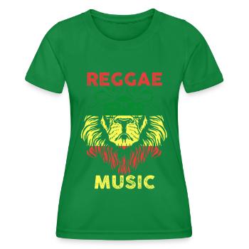 Reggae Music Lion - Women's Functional T-Shirt - kelly green - Front - AI Model Female 172 dark (172cm)