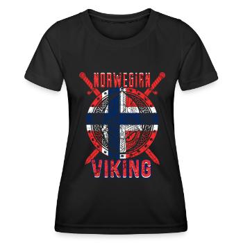Norwegischer Wikinger - Frauen Funktions-T-Shirt - Schwarz - Vorne - AI Model Female 172 light (172cm)