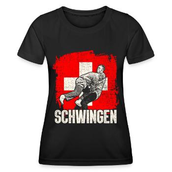 Schwingen Schweiz Sport - Frauen Funktions-T-Shirt - Schwarz - Vorne - AI Model Female 172 light (172cm)