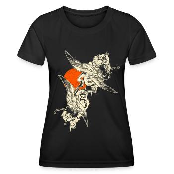 Grues - Art japonais - T-shirt sport Femme - noir - Devant - AI Model Female 172 light (172cm)