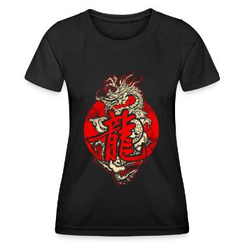 Dragon avec des caractères chinois - T-shirt sport Femme - noir - Devant - AI Model Female 172 light (172cm)