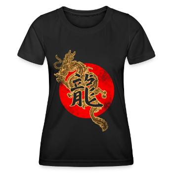 Chinesischer Drache - Frauen Funktions-T-Shirt - Schwarz - Vorne - AI Model Female 172 light (172cm)