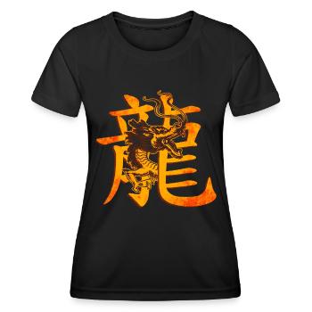 Caractères chinois avec dragon - T-shirt sport Femme - noir - Devant - AI Model Female 172 light (172cm)