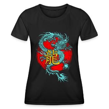 Chinesischer Drache - Frauen Funktions-T-Shirt - Schwarz - Vorne - AI Model Female 172 light (172cm)