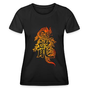 Dragon avec des caractères chinois - T-shirt sport Femme - noir - Devant - AI Model Female 172 light (172cm)