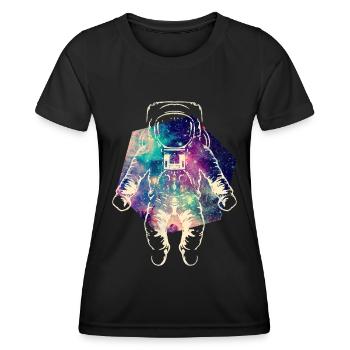 Astronaut im Weltraum - Frauen Funktions-T-Shirt - Schwarz - Vorne - AI Model Female 172 light (172cm)