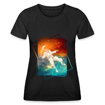 Astronaut im Weltraum - Frauen Funktions-T-Shirt - Schwarz - Vorne - AI Model Female 172 light (172cm)