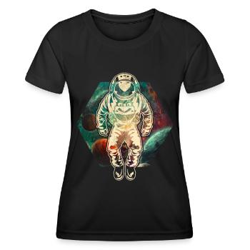 Astronaut im Weltraum - Frauen Funktions-T-Shirt - Schwarz - Vorne - AI Model Female 172 light (172cm)
