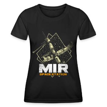 Station spatiale Mir - T-shirt sport Femme - noir - Devant - AI Model Female 172 light (172cm)