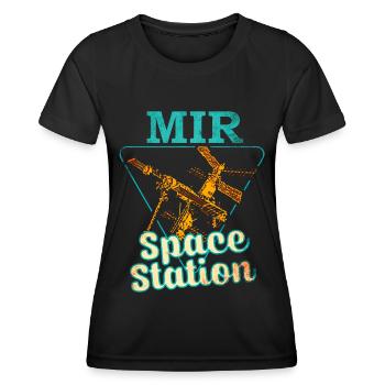Station spatiale Mir - T-shirt sport Femme - noir - Devant - AI Model Female 172 light (172cm)