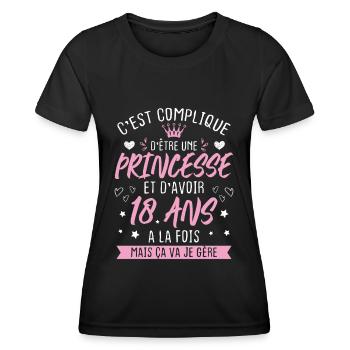 Une princesse et d'avoir 18 ans, Cadeau 18 ans - T-shirt sport Femme - noir - Devant - AI Model Female 172 light (172cm)