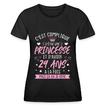 Une princesse et d'avoir 29 ans, Cadeau 29 ans - T-shirt sport Femme - noir - Devant - AI Model Female 172 light (172cm)