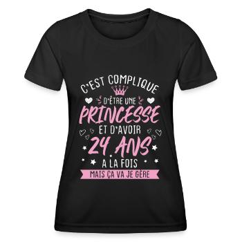 Une princesse et d'avoir 24 ans, Cadeau 24 ans - T-shirt sport Femme - noir - Devant - AI Model Female 172 light (172cm)