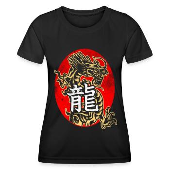 Dragon avec des caractères chinois - T-shirt sport Femme - noir - Devant - AI Model Female 172 light (172cm)