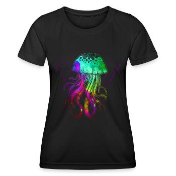 Bunte Qualle - Frauen Funktions-T-Shirt - Schwarz - Vorne - AI Model Female 172 light (172cm)