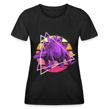 Dinosaures Vaporwave Stegosaurus - T-shirt sport Femme - noir - Devant - AI Model Female 172 light (172cm)
