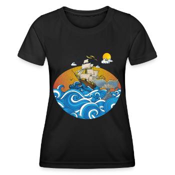 plage - T-shirt sport Femme - noir - Devant - AI Model Female 172 light (172cm)