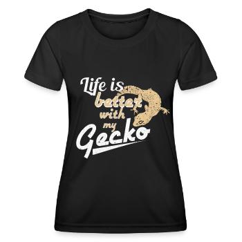 Gecko - T-shirt sport Femme - noir - Devant - AI Model Female 172 light (172cm)