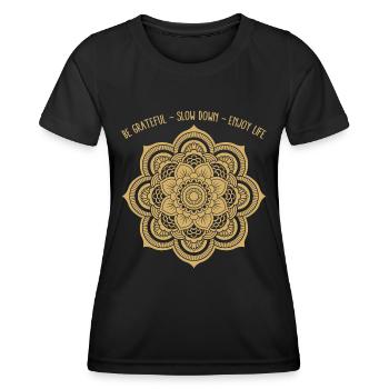 Hinduismus Mandala Symbol Genieße das Leben Cooles - Frauen Funktions-T-Shirt - Schwarz - Vorne - AI Model Female 172 light (172cm)