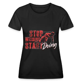 Fitness disant - T-shirt sport Femme - noir - Devant - AI Model Female 172 light (172cm)