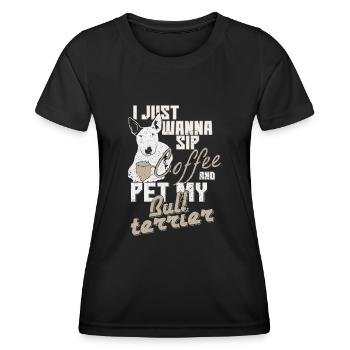 Café chien - T-shirt sport Femme - noir - Devant - AI Model Female 172 light (172cm)