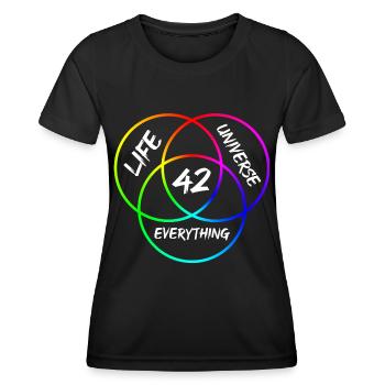 The Answer is 42 - Answer to everything & all questions - Women's Functional T-Shirt - black - Front - AI Model Female 172 light (172cm)
