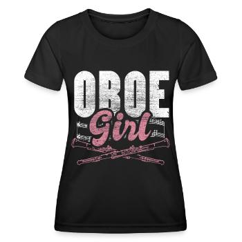 Idée cadeau orchestre de hautbois - T-shirt sport Femme - noir - Devant - AI Model Female 172 light (172cm)