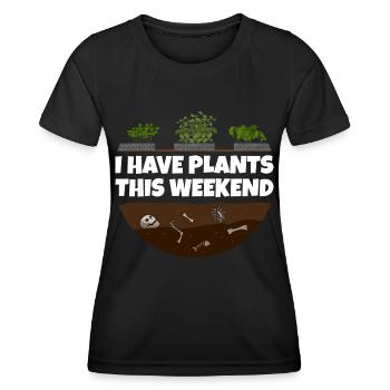 Lustiger Gärtner Spruch Sorry i have Plants - Frauen Funktions-T-Shirt - Schwarz - Vorne - AI Model Female 172 light (172cm)