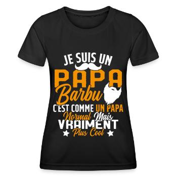 Papa Barbu Humour Cadeau Fête des Pères - T-shirt sport Femme - noir - Devant - AI Model Female 172 light (172cm)