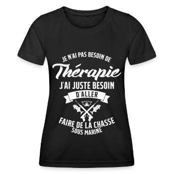 Pêche Sous Marine en Plongée Chasse Sous Marine - T-shirt sport Femme - noir - Devant - AI Model Female 172 light (172cm)