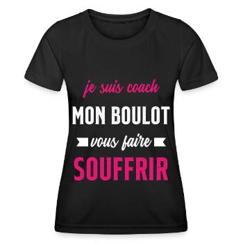 Je suis coach mon boulot vous faire souffrir - T-shirt sport Femme - noir - Devant - AI Model Female 172 light (172cm)