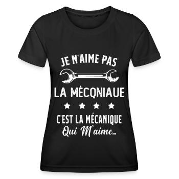 C'est la Mécanique Qui M'aime Cadeau Humour - T-shirt sport Femme - noir - Devant - AI Model Female 172 light (172cm)
