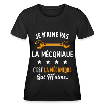 C'est la Mécanique Qui M'aime Cadeau Humour - T-shirt sport Femme - noir - Devant - AI Model Female 172 light (172cm)