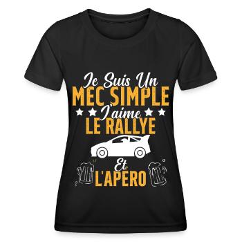 Mec Simple Rallye Apero Humour Rallye Automobile - T-shirt sport Femme - noir - Devant - AI Model Female 172 light (172cm)