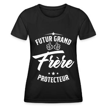 Futur Grand frère Protecteur Cadeau Humour - T-shirt sport Femme - noir - Devant - AI Model Female 172 light (172cm)