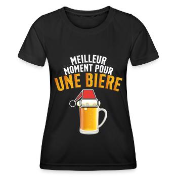 Meilleur Moment Pour Une Bière Noël Cadeau - T-shirt sport Femme - noir - Devant - AI Model Female 172 light (172cm)