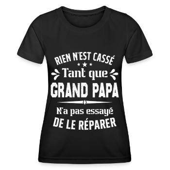 Rien n'est cassé tant que Grand Papa le réparer - T-shirt sport Femme - noir - Devant - AI Model Female 172 light (172cm)