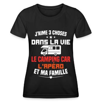 le camping car l'apéro et ma famille Humour Cadeau - T-shirt sport Femme - noir - Devant - AI Model Female 172 light (172cm)