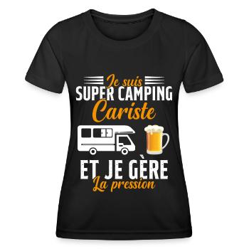 Super Camping Cariste et Je Gère la Pression - T-shirt sport Femme - noir - Devant - AI Model Female 172 light (172cm)