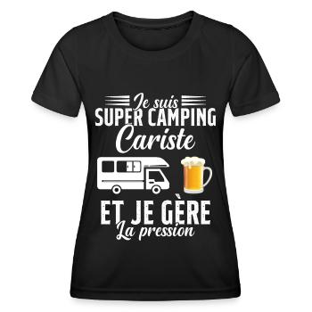 Super Camping Cariste et Je Gère la Pression - T-shirt sport Femme - noir - Devant - AI Model Female 172 light (172cm)