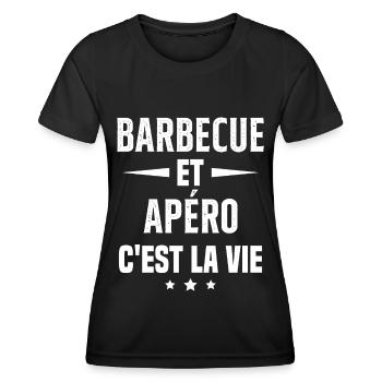 Barbecue et apéro c'est la vie vacances d'été - T-shirt sport Femme - noir - Devant - AI Model Female 172 light (172cm)