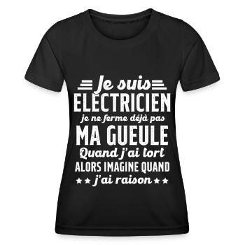 Electricien humour qui ne ferme pas sa gueule - T-shirt sport Femme - noir - Devant - AI Model Female 172 light (172cm)