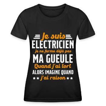 Electricien humour qui ne ferme pas sa gueule - T-shirt sport Femme - noir - Devant - AI Model Female 172 light (172cm)