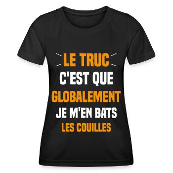 Le Truc C'est Que Je M'en Bats Les Couilles - T-shirt sport Femme - noir - Devant - AI Model Female 172 light (172cm)