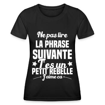 Ne pas lire la phrase suivante - T-shirt sport Femme - noir - Devant - AI Model Female 172 light (172cm)